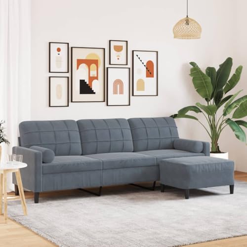 HOMEELIKE 3-Sitzer-Sofa mit Hocker Dunkelgrau 210 cm Samt HOMEELIKE 3-Sitzer-Sofa mit Hocker Dunkelgrau 210 cm Samt von HOMEELIKE
