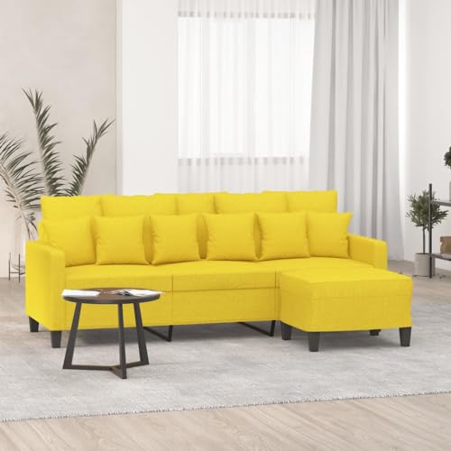 HOMEELIKE 3-Sitzer-Sofa mit Hocker Hellgelb 180 cm Stoff HOMEELIKE 3-Sitzer-Sofa mit Hocker Hellgelb 180 cm Stoff von HOMEELIKE