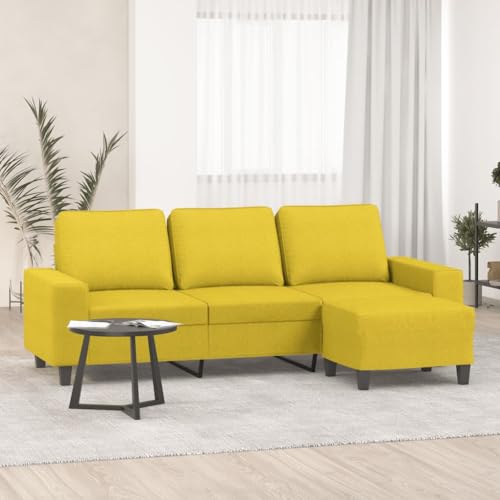 HOMEELIKE 3-Sitzer-Sofa mit Hocker Hellgelb 180 cm Stoff von HOMEELIKE