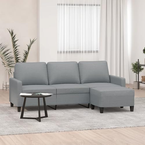 HOMEELIKE 3-Sitzer-Sofa mit Hocker Hellgrau 180 cm Stoff HOMEELIKE 3-Sitzer-Sofa mit Hocker Hellgrau 180 cm Stoff von HOMEELIKE
