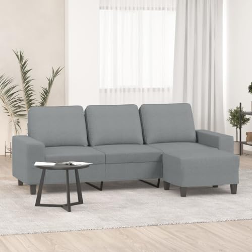 HOMEELIKE 3-Sitzer-Sofa mit Hocker Hellgrau 180 cm Stoff HOMEELIKE 3-Sitzer-Sofa mit Hocker Hellgrau 180 cm Stoff von HOMEELIKE
