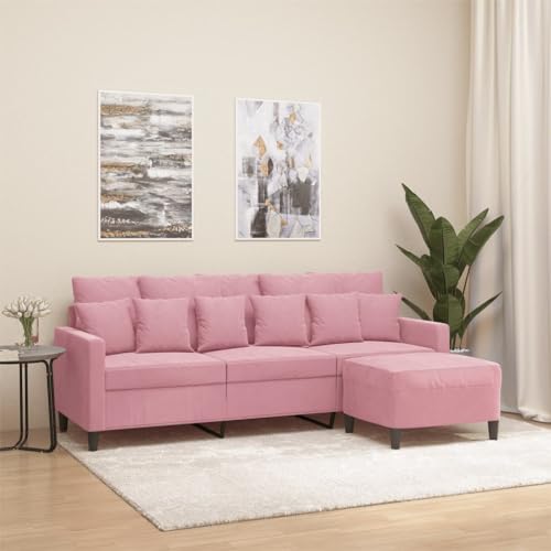HOMEELIKE 3-Sitzer-Sofa mit Hocker Rosa 180 cm Samt HOMEELIKE 3-Sitzer-Sofa mit Hocker Rosa 180 cm Samt von HOMEELIKE