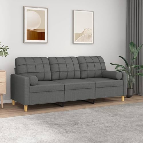 HOMEELIKE 3-Sitzer-Sofa mit Zierkissen Dunkelgrau 180 cm Stoff HOMEELIKE 3-Sitzer-Sofa mit Zierkissen Dunkelgrau 180 cm Stoff von HOMEELIKE