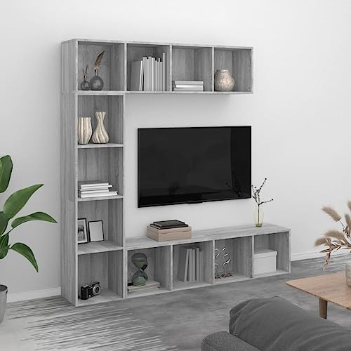 HOMEELIKE 3-TLG. B¨¹cherregal-/TV-Schrank-Set Grau Sonoma 180x30x180 cm HOMEELIKE 3-TLG. B¨¹cherregal-/TV-Schrank-Set Grau Sonoma 180x30x180 cm von HOMEELIKE