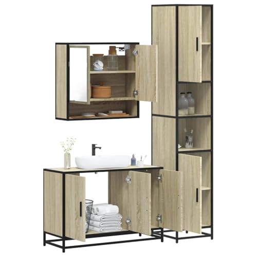 HOMEELIKE 3-TLG. Badm?Bel-Set Sonoma-Eiche Holzwerkstoff von HOMEELIKE