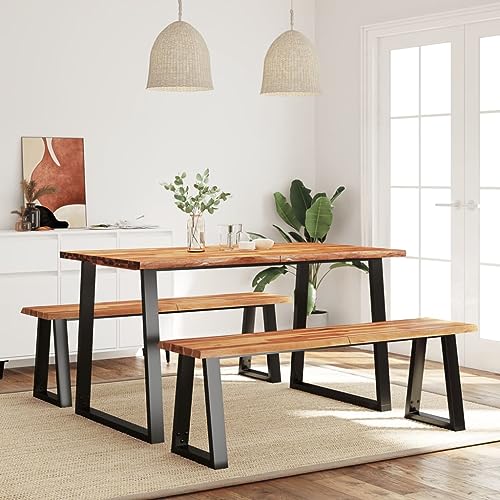 HOMEELIKE Essgruppe aus massivem Akazienholz mit pulverbeschichtetem Stahlgestell ¨C Elegantes Design f¨¹r Esszimmer oder K¨¹Che, nat¨¹rliche Baumkante, stabile Tischplatte, industrieller Stil HOMEELIKE Essgruppe aus massivem Akazienholz mit pulverbeschichtetem Stahlgestell ¨C Elegantes Design f¨¹r Esszimmer oder K¨¹Che, nat¨¹rliche Baumkante, stabile Tischplatte, industrieller Stil von HOMEELIKE