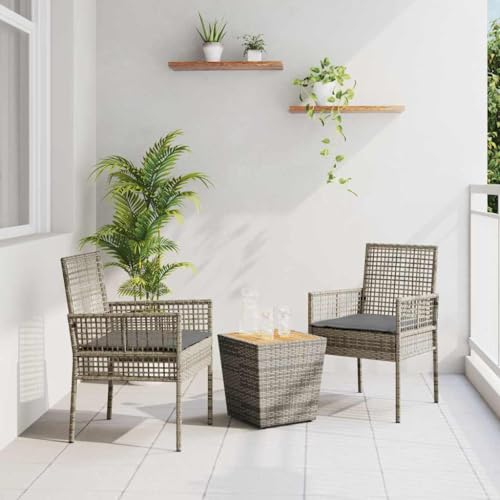 HOMEELIKE Kompaktes Outdoor-Bistroset 3-TLG. mit Polyrattan und Kissen Grau HOMEELIKE Kompaktes Outdoor-Bistroset 3-TLG. mit Polyrattan und Kissen Grau von HOMEELIKE