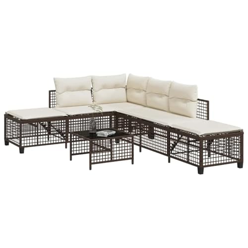 HOMEELIKE 3-TLG. Garten-Ecksofa-Set mit Kissen - Braunes PE-Rattan-Set f¨¹r Garten, Terrasse oder Innenhof, UV-best?ndig und verstellbar von HOMEELIKE