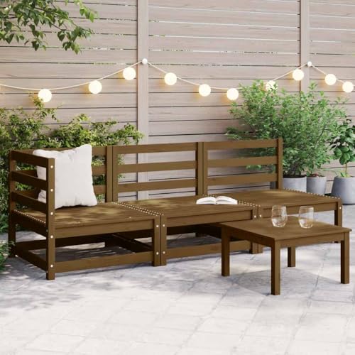 HOMEELIKE 3-TLG. Garten-Lounge-Set Honigbraun Massivholz Kiefer von HOMEELIKE