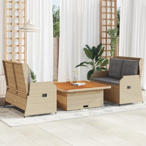 HOMEELIKE 3-TLG. Garten-Lounge-Set mit Kissen Beige Poly Rattan HOMEELIKE 3-TLG. Garten-Lounge-Set mit Kissen Beige Poly Rattan von HOMEELIKE