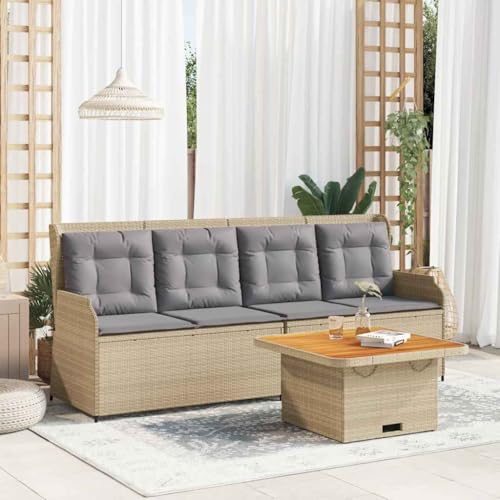 HOMEELIKE 3-TLG. Garten-Lounge-Set mit Kissen Beige Poly Rattan HOMEELIKE 3-TLG. Garten-Lounge-Set mit Kissen Beige Poly Rattan von HOMEELIKE