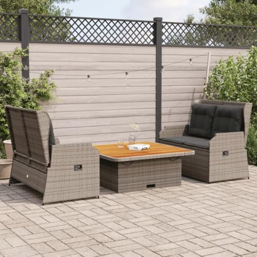 HOMEELIKE 3-TLG. Garten-Lounge-Set mit Kissen Grau Poly Rattan HOMEELIKE 3-TLG. Garten-Lounge-Set mit Kissen Grau Poly Rattan von HOMEELIKE