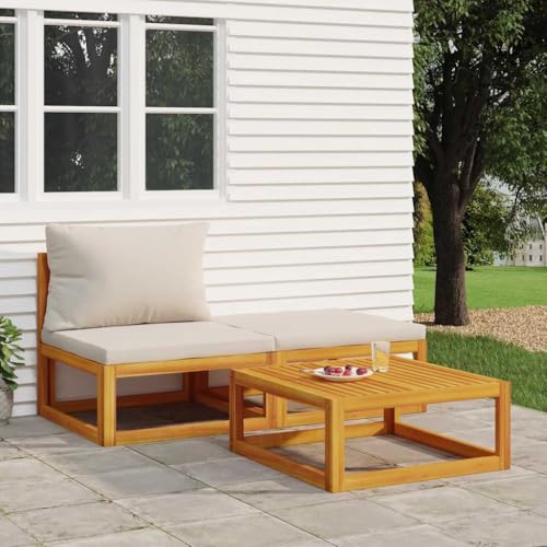HOMEELIKE 3-TLG. Garten-Lounge-Set mit Kissen Massivholz Akazie von HOMEELIKE
