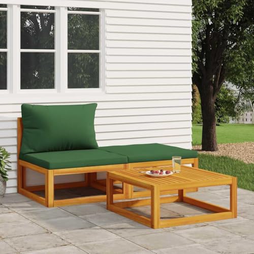 HOMEELIKE 3-TLG. Garten-Lounge-Set mit Kissen Massivholz Akazie von HOMEELIKE