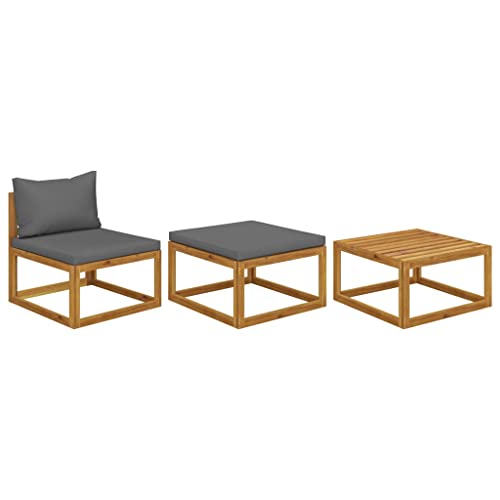 HOMEELIKE 3-TLG. Garten-Lounge-Set mit Kissen Massivholz Akazie von HOMEELIKE