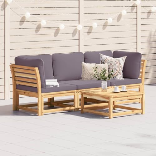 HOMEELIKE 3-TLG. Garten-Lounge-Set mit Kissen Massivholz Akazie von HOMEELIKE