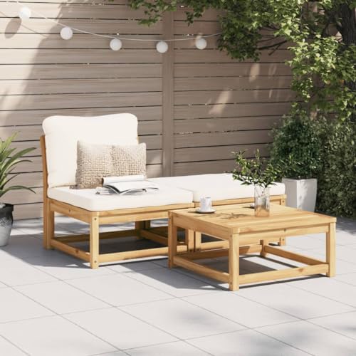 HOMEELIKE 3-TLG. Garten-Lounge-Set mit Kissen Massivholz Akazie von HOMEELIKE