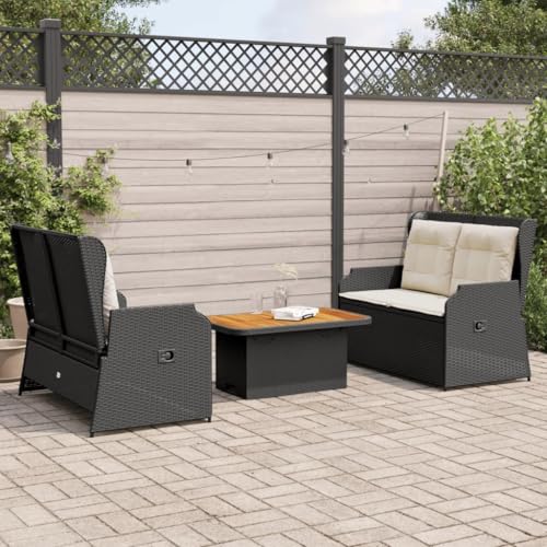 HOMEELIKE 3-TLG. Garten-Lounge-Set mit Kissen Schwarz Poly Rattan HOMEELIKE 3-TLG. Garten-Lounge-Set mit Kissen Schwarz Poly Rattan von HOMEELIKE