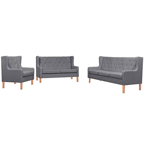 HOMEELIKE 3-TLG. Sofa-Set Stoff Grau von HOMEELIKE