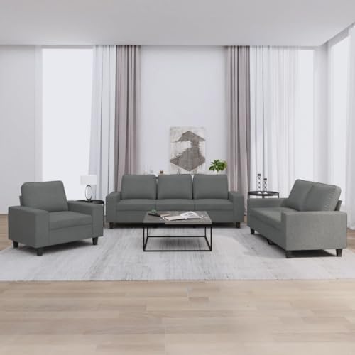 HOMEELIKE 3-TLG. Sofagarnitur Dunkelgrau Stoff von HOMEELIKE