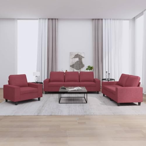 HOMEELIKE 3-TLG. Sofagarnitur in Weinrot: Strapazierfaehiger Stoff, stabiles Gestell und bequemes Sitzen HOMEELIKE 3-TLG. Sofagarnitur in Weinrot: Strapazierfaehiger Stoff, stabiles Gestell und bequemes Sitzen von HOMEELIKE
