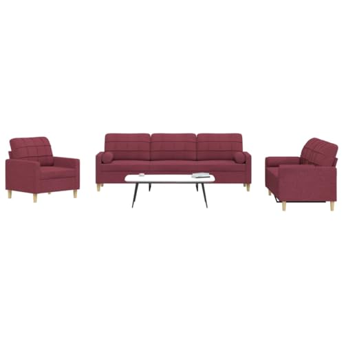 HOMEELIKE 3-TLG. Sofagarnitur mit Dekokissen Weinrot Stoff HOMEELIKE 3-TLG. Sofagarnitur mit Dekokissen Weinrot Stoff von HOMEELIKE
