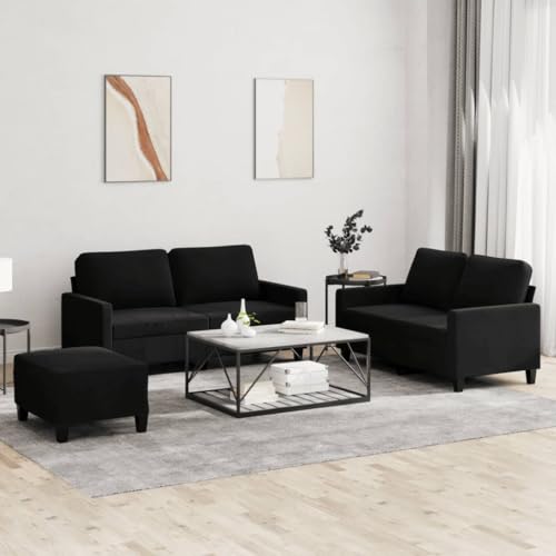 HOMEELIKE 3-TLG. Sofagarnitur mit Kissen Schwarz Samt von HOMEELIKE