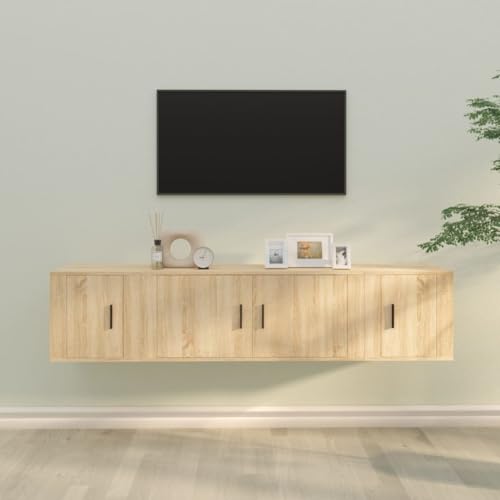 HOMEELIKE 3-TLG. TV-Schrank-Set Sonoma-Eiche Holzwerkstoff von HOMEELIKE