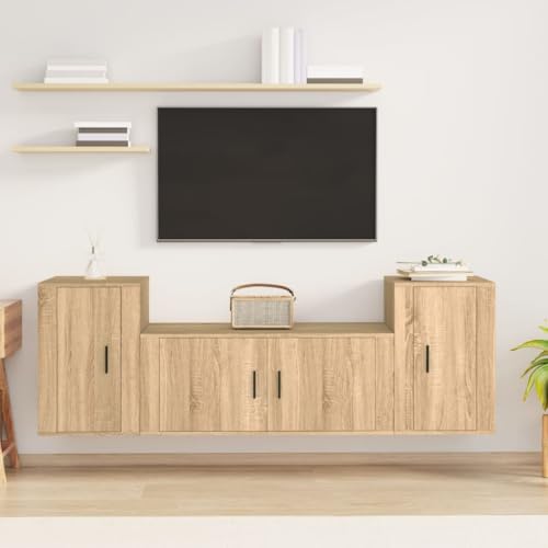 HOMEELIKE 3-TLG. TV-Schrank-Set Sonoma-Eiche Holzwerkstoff von HOMEELIKE