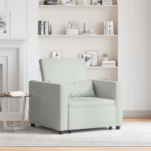 HOMEELIKE 3-in-1 Einzel Schlafsofa wandelbar Hellgrau Samt HOMEELIKE 3-in-1 Einzel Schlafsofa wandelbar Hellgrau Samt von HOMEELIKE