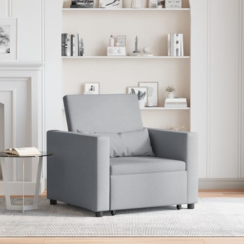 HOMEELIKE 3-in-1 Einzelsofa Bett umwandelbar hellgrauer Stoff von HOMEELIKE