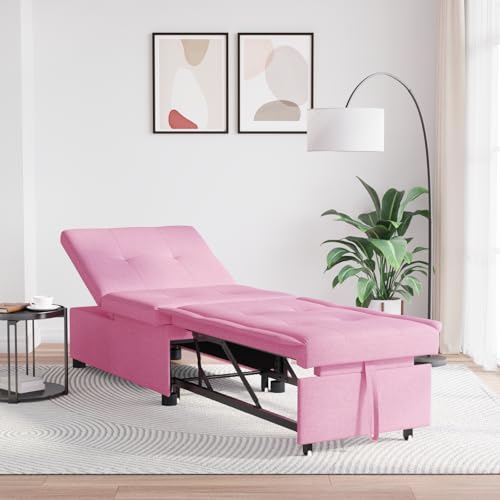 HOMEELIKE 3-in-1 Schlafsofa in Rosa Stoff von HOMEELIKE
