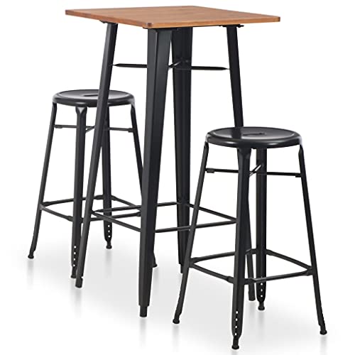 HOMEELIKE Bartheke Set mit 2 Barhockern aus pulverbeschichtetem Metall und Kiefernholzplatte zeitgem??es Design f¨¹r K¨¹Che und Esszimmer robust langlebig leicht zu reinigen HOMEELIKE Bartheke Set mit 2 Barhockern aus pulverbeschichtetem Metall und Kiefernholzplatte zeitgem??es Design f¨¹r K¨¹Che und Esszimmer robust langlebig leicht zu reinigen von HOMEELIKE