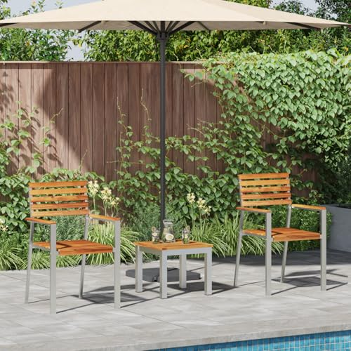 HOMEELIKE 3-teiliges Garten Essgruppe Massivholz Teak von HOMEELIKE