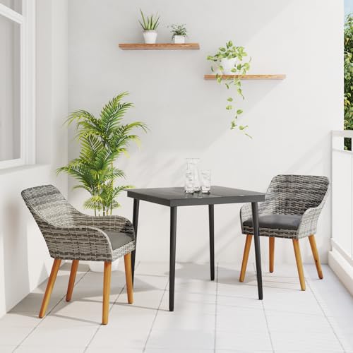 HOMEELIKE 3-teiliges Garten Essset Grau Poly Rattan von HOMEELIKE