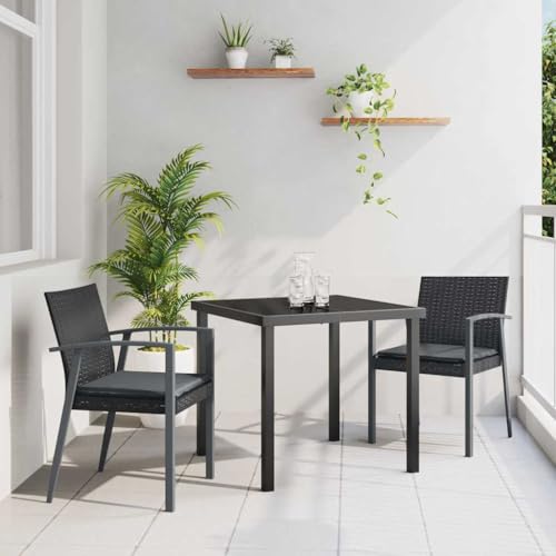 HOMEELIKE 3-teiliges Garten-Esszimmer Set mit Kissen ¨C Schwarz, Poly Rattan HOMEELIKE 3-teiliges Garten-Esszimmer Set mit Kissen ¨C Schwarz, Poly Rattan von HOMEELIKE
