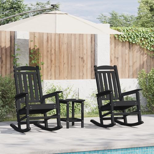 HOMEELIKE 3-teiliges Garten Lounge Set Schwarz HDPE von HOMEELIKE