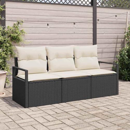 HOMEELIKE 3-teiliges Garten Sofa Set mit Kissen Schwarz Poly Rattan HOMEELIKE 3-teiliges Garten Sofa Set mit Kissen Schwarz Poly Rattan von HOMEELIKE