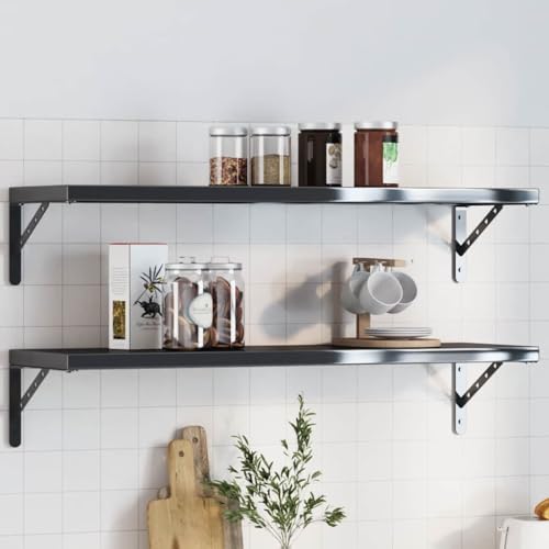 HOMEELIKE 4 STK. Regaltr?ger 30x2,5x15,5 cm Schwarz Metall Stahl Wandhalterung von HOMEELIKE