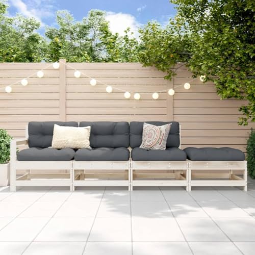HOMEELIKE 4-TLG. Garten-Lounge-Set Wei? Massivholz Kiefer von HOMEELIKE