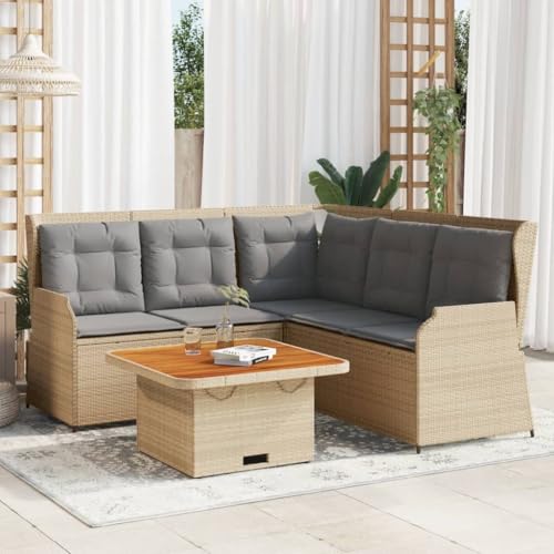 HOMEELIKE 4-TLG. Garten-Lounge-Set mit Kissen Beige Poly Rattan HOMEELIKE 4-TLG. Garten-Lounge-Set mit Kissen Beige Poly Rattan von HOMEELIKE