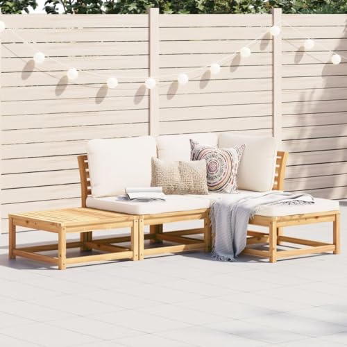 HOMEELIKE 4-TLG. Garten-Lounge-Set mit Kissen Massivholz Akazie von HOMEELIKE