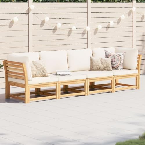 HOMEELIKE 4-TLG. Garten-Lounge-Set mit Kissen Massivholz Akazie von HOMEELIKE