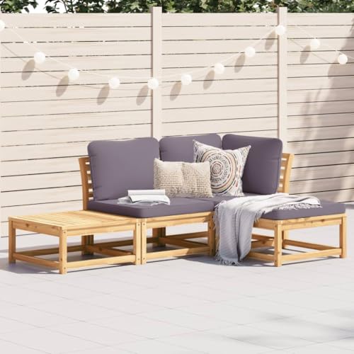 HOMEELIKE 4-TLG. Garten-Lounge-Set mit Kissen Massivholz Akazie von HOMEELIKE