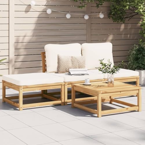 HOMEELIKE 4-TLG. Garten-Lounge-Set mit Kissen Massivholz Akazie von HOMEELIKE