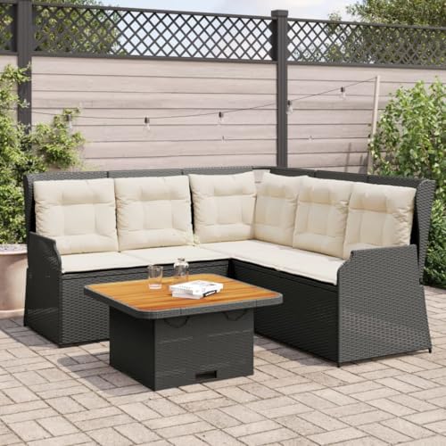HOMEELIKE 4-TLG. Garten-Lounge-Set mit Kissen Schwarz Poly Rattan HOMEELIKE 4-TLG. Garten-Lounge-Set mit Kissen Schwarz Poly Rattan von HOMEELIKE