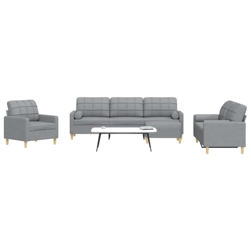 HOMEELIKE 4-TLG. Sofagarnitur mit Fu?hocker & Dekokissen Hellgrau Stoff HOMEELIKE 4-TLG. Sofagarnitur mit Fu?hocker & Dekokissen Hellgrau Stoff von HOMEELIKE