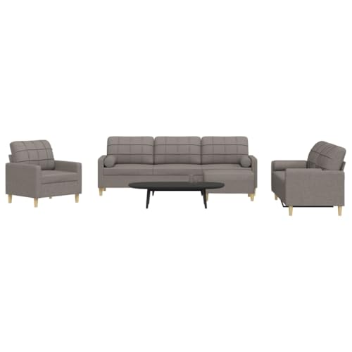 HOMEELIKE 4-TLG. Sofagarnitur mit Fu?hocker & Dekokissen Taupe Stoff HOMEELIKE 4-TLG. Sofagarnitur mit Fu?hocker & Dekokissen Taupe Stoff von HOMEELIKE