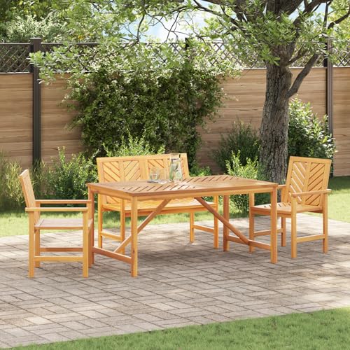 HOMEELIKE 4-teiliges Garten Essset aus massivem Akazienholz HOMEELIKE 4-teiliges Garten Essset aus massivem Akazienholz von HOMEELIKE