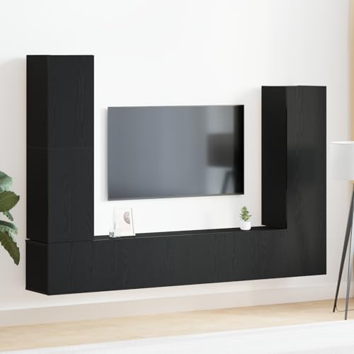 HOMEELIKE 4-teiliges TV-Schranksystem Wandmontage Schwarze Eiche modernes Holz von HOMEELIKE